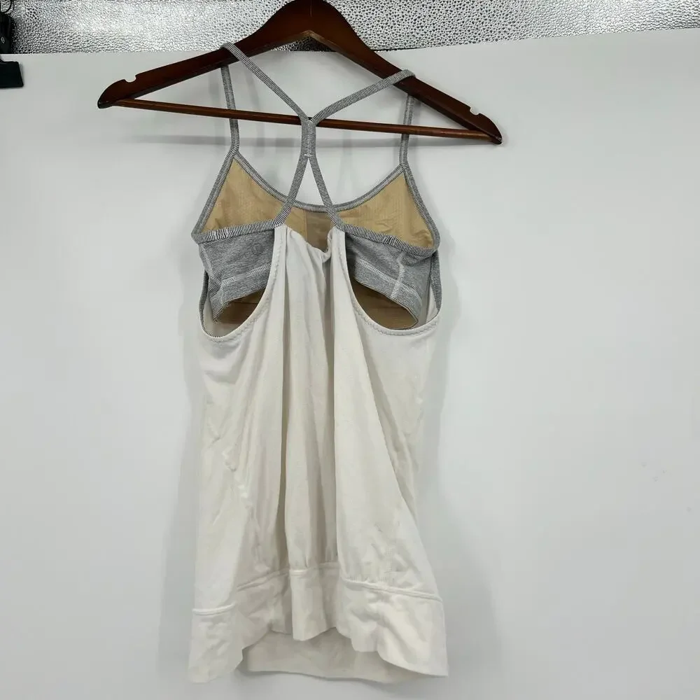 Lululemon No Limits Tank White / Wee Stripe White Fossil top racerback size 4